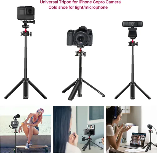 Miniatura 2 de ULANZI MT-16 Mini trípode extensible para cámara, ajuste de 4 niveles, cabeza esférica de 360°, zapata fría, ligero, portátil, palo selfie vlog