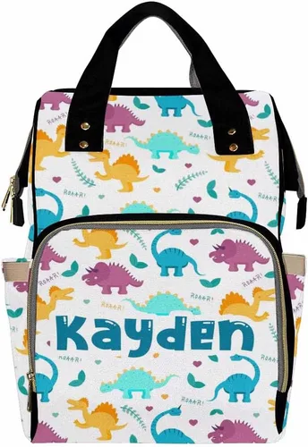 Miniatura 20 de Mochilas personalizadas con nombre personalizado para bebé, bolsa de pañales con monograma con bolsillos térmicos para adultos y niños, impermeable