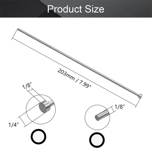 Miniatura 2 de Utoolmart 1/8 "de diámetro punta redonda de acero recto eyector Pin Punch 8 pulgadas largo gris plateado 5pcs