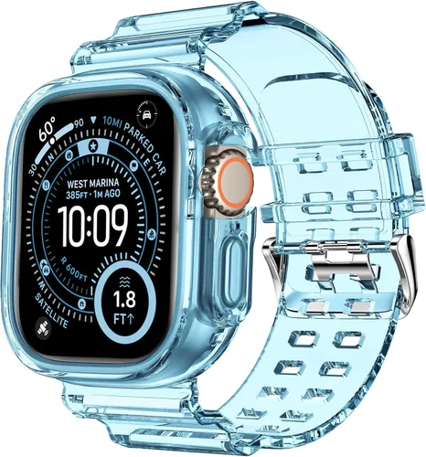 Miniatura 60 de DABAOZA - Correa compatible con Apple Watch de 49 mm, 46 mm, 45 mm, 44 mm, 42 mm, 41 mm, 40 mm, 38 mm, con protector, correa de TPU brillante