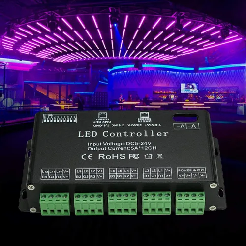 Miniatura 7 de Controlador de tira de luz LED RGB AZIMOM, decodificador DMX de 12 canales, controlador de atenuación DMX512, módulo de luz LED DC5V-24V