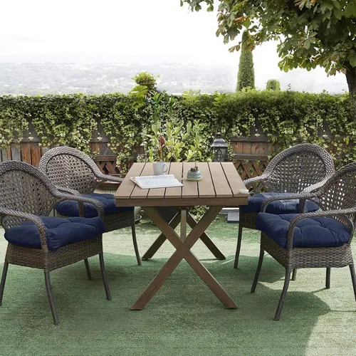Miniatura 4 de Sweet Home Collection - Cojines para silla de patio al aire libre, cojines prémium con relleno grueso y cómodo de fibra, con tul, 19 x 19 pulgadas