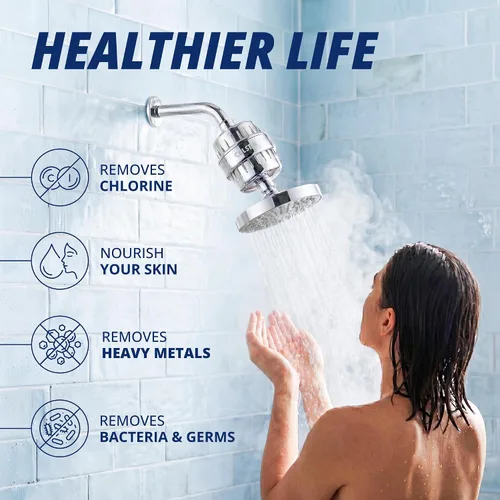 Miniatura 5 de COLSEN Filtro de ducha de repuesto – Suavizador de agua de baño universal para tina, sistema de filtración de 15 etapas, purificador de mano