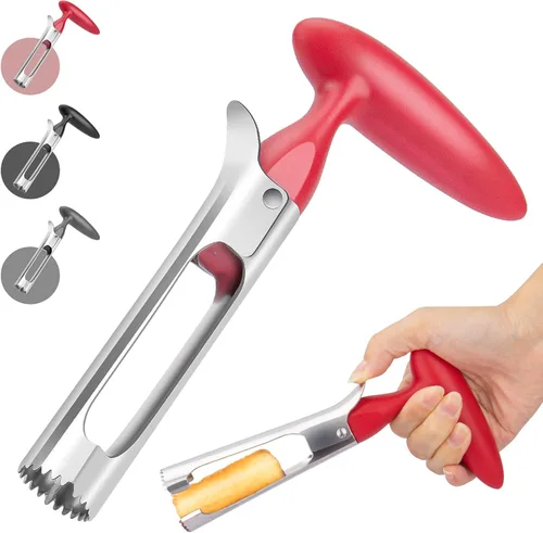 Miniatura 8 de Descorazonador de manzana, herramienta descorazonadora de manzana de acero inoxidable premium, mango ergonómico resistente, fácil de usar y limpiar