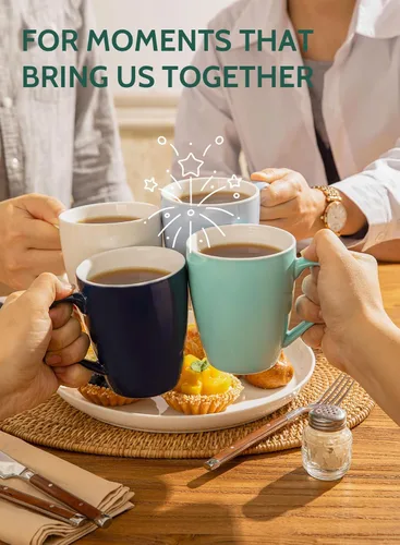 Miniatura 6 de Sweese - Tazas de porcelana para café - 16 onzas - Juego de 6, tazas para café latte, té caliente, capuchino, mocha, cacao, colores surtidos Varios
