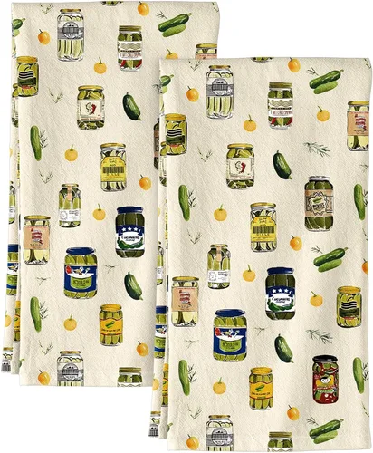 Miss Adola - Juego de toallas de cocina de saco de harina con lazo para colgar - Juego de 2 toallas de cocina de primavera con lazo para colgar de