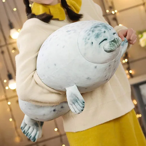 Miniatura 8 de EHOTONG - Linda almohada con forma de foca regordeta de peluche, almohada suave para abrazar con forma de foca gordita, juguete de animal de peluche