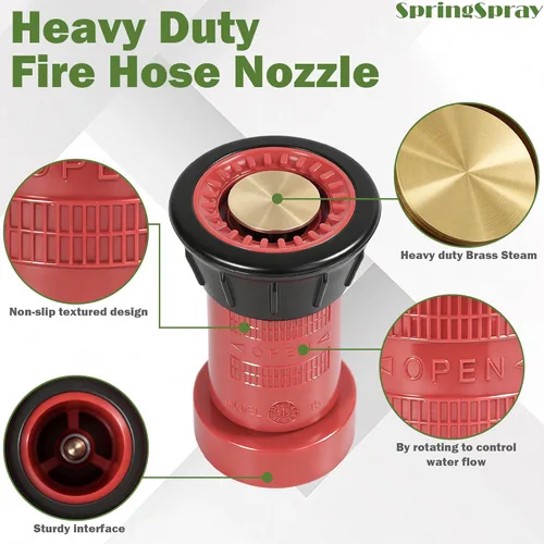 Miniatura 8 de Boquilla de manguera de fuego NST/NH de 1-1/2 pulgadas, boquilla de niebla de flujo constante termoplástico con chorro de pulverización ajustable