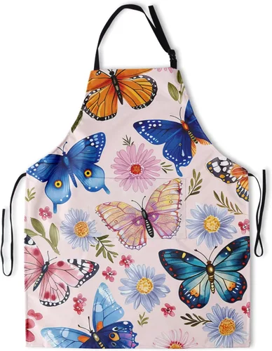 Miniatura 29 de Delantal impreso delantales de pintura de poliéster con bolsillo para cocinar cocina a la parrilla adultos
