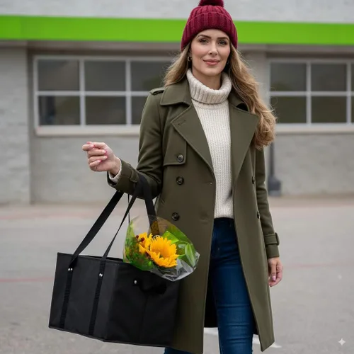Miniatura 4 de BAG-THAT! Paquete de 4 bolsas reutilizables para comestibles, bolsas de compras tipo tote grandes y resistentes para comestibles con asas plegables
