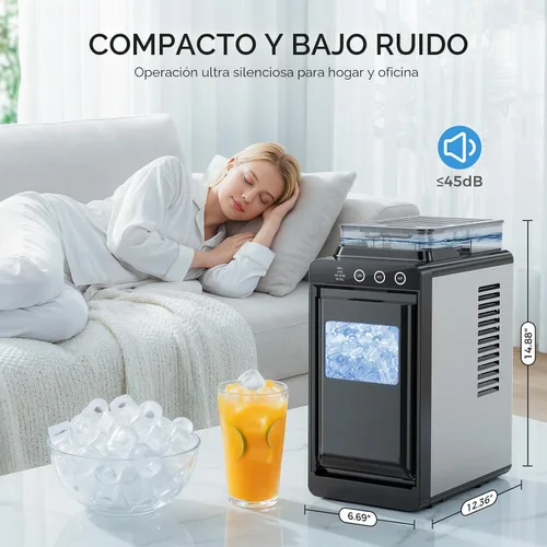 Miniatura 6 de COWSAR Máquina de hielo portátil con tanque de agua externo, 8 cubos en 6 minutos, 26 libras/24 horas, máquinas de hielo comerciales compactas