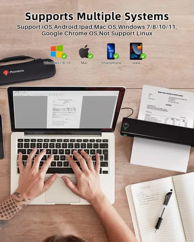 Miniatura 4 de Phomemo Impresora portátil - Impresora portátil inalámbrica para viajes, compatible con iOS y Android y laptop, mini impresora móvil Bluetooth
