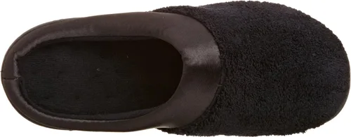 Miniatura 5 de Isotoner pantuflas tipo zueco con puño de satén, de algodón con bucles finos para mujer