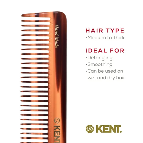 Miniatura 6 de Kent 92T Tortoise - Peines desenredantes de dientes anchos para hombres y mujeres, peine para cabello rizado y ondulado y húmedo o seco, peine