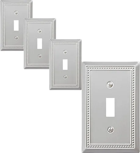 Miniatura 35 de OKAWYC Cubierta de Interruptor de Luz de Tomacorriente Dúplex Individual Belaire de Metal con Cuentas para Pared, Paquete de 4 Latón Antiguo 1 Gang