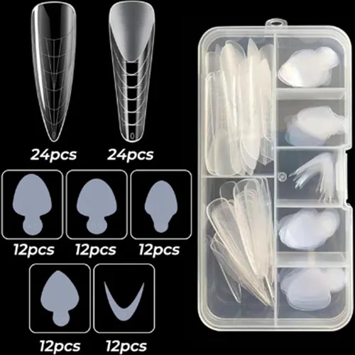 Miniatura 2 de Juego de 2 formas de uñas dobles transparentes para uñas con puntas de forma para Polygel con 60 almohadillas reutilizables para manicura, arte