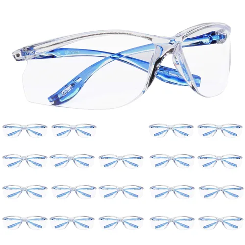 3M Gafas de seguridad, Virtua Sport CCS, paquete de 20, ANSI Z87, antivaho, antiarañazos, lente transparente, marco azul, sistema de control de
