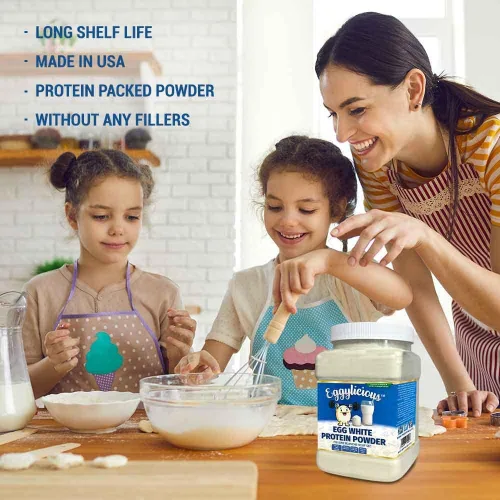 Miniatura 2 de Polvo de clara de huevo (albúmina), proteína natural seca, hecha de huevos frescos, pasteurizada, sin OMG, sin aditivos, se utiliza para hornear