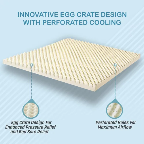 Miniatura 3 de Cubrecolchón de Látex Orgánico Natural Verde con Diseño de Caja de Huevos Tamaño Twin XL - Firmeza Media - Espuma de Látex Convoluta Orgánica
