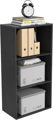 Organizador de Almacenamiento de Madera de 3 Cubos, Estantería Baja de 3 Niveles Organizador de Exhibición de Almacenamiento Independiente, Estante
