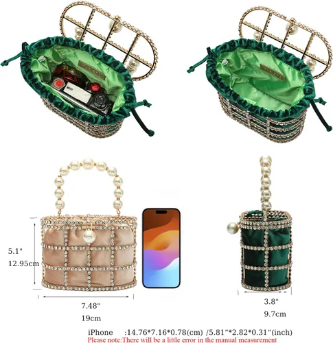 Miniatura 4 de CARIEDO Bolso de Noche para Mujer, Bolso de Mano con Perlas y Diamantes de Imitación para Boda, Baile de Graduación, Cumpleaños, Fiesta, Accesorios