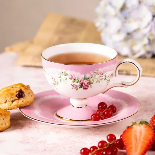 Miniatura 5 de KAMMAK Juego de 2 tazas de café de cerámica, tazas de café de porcelana con platillos, 6.52 onzas hechas a mano, elegante taza de té de porcelana