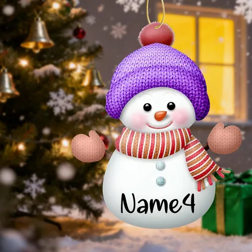 Miniatura 5 de Adornos de Navidad personalizados de muñeco de nieve con nombre, adornos de Navidad familiares personalizados para colgar en la puerta del árbol