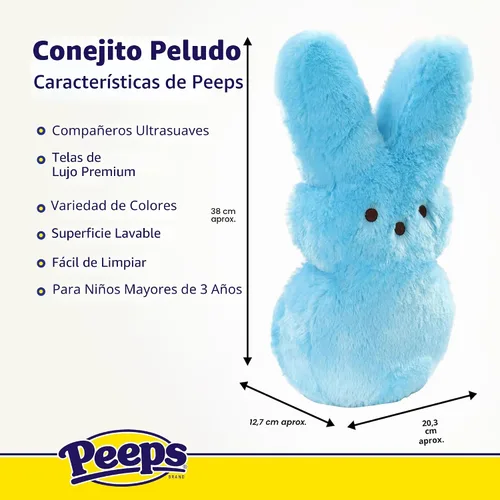 Miniatura 5 de Animal Adventure Peeps 4" Juguete de peluche de conejo Palm Pet coleccionable Azul