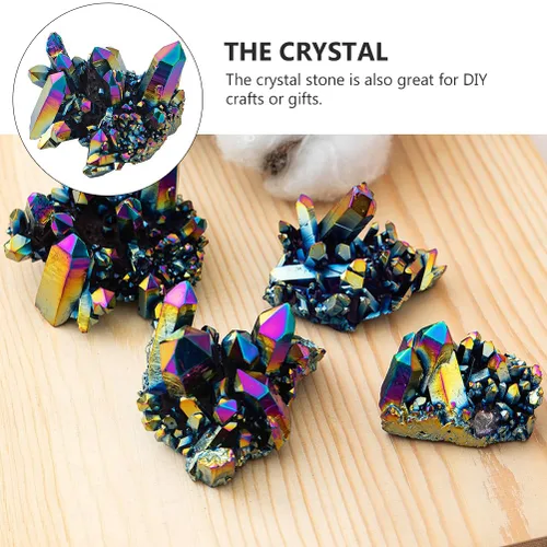 Miniatura 5 de EXCEART Decoración de piedras naturales con chip de cristal curativo, adornos de cristales y piedras, racimo de aragonita natural, geoda drusa