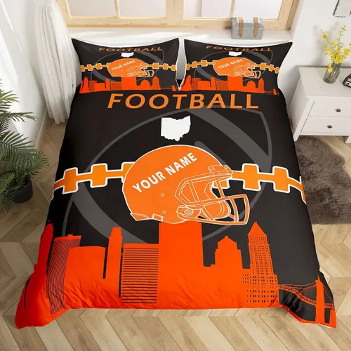 Miniatura 9 de Erosebridal Juego de funda de edredón personalizada para niños y niñas, juego de cama de jugadores de fútbol, funda de edredón de rugby con 1 funda