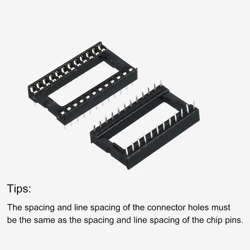 Miniatura 4 de MECCANIXITY DIP IC Chip Socket Adapter Flat Pin 24P 0.100 in Paso 0.591 in IC Socket para chip de placa PCB, paquete de 30