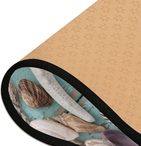 Miniatura 5 de MNSRUU Alfombra larga para pasillo colorido conchas en azul interior exterior alfombra antideslizante entrada alfombra para pasillo cocina piso 72 x