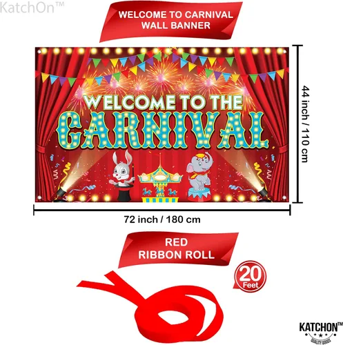 Miniatura 2 de KatchOn, Cartel de bienvenida al carnaval – Xtragrande 72 x 44 pulgadas Decoraciones de carnaval, telón de fondo de circo Decoraciones de fiesta