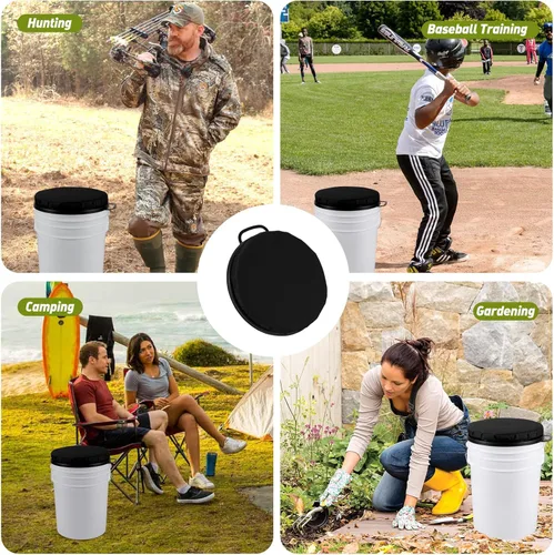Miniatura 6 de Asiento de cubo de 5 galones, asiento giratorio de 360 grados, tapa de asiento de cubo con funda impermeable para caza de pato paloma, pesca, Rojo