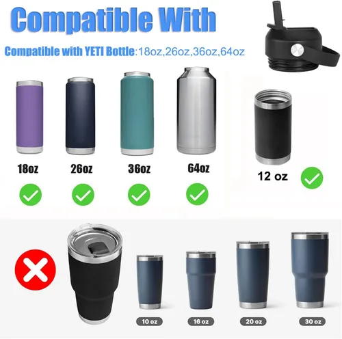 Miniatura 3 de Tapa de popote para botella de agua Yeti Rambler de 18, 26, 36, 64 onzas, tapa de repuesto para popote RTIC de 18 onzas, 26 onzas, 36 onzas, tapa