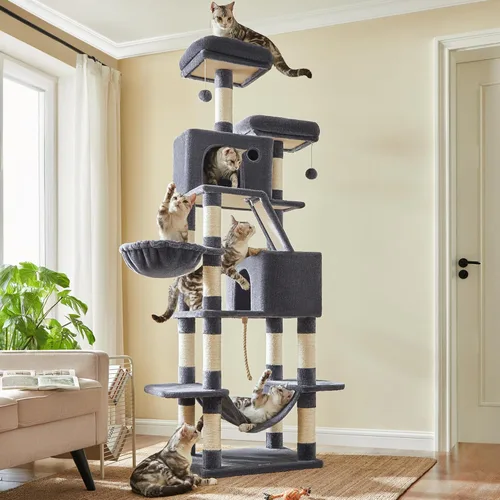 Feandrea Árbol para gatos, torre grande para gatos de 81.1 pulgadas, condominio de felpa de varios niveles con 13 postes rascadores, 2 perchas, 2