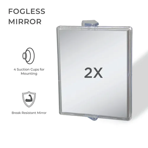 Miniatura 2 de Zadro 2 espejos de ducha giratorios Mag Z sin niebla con doble ventosa, 6 pulgadas, acrílico transparente, 7 x 5.75 pulgadas/2X, ZM05