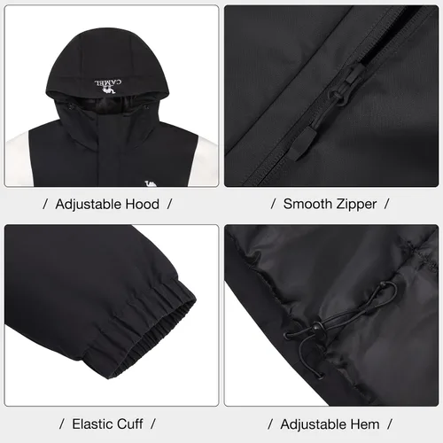 Miniatura 6 de CAMEL Chaqueta de esquí para hombre, abrigo de invierno, impermeable, chaqueta de snowboard cálida con capucha, parka resistente al viento, ropa