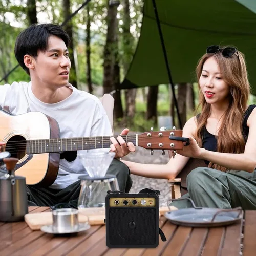 Miniatura 7 de Mini amplificador de guitarra eléctrica, amplificador de bajo pequeño, altavoz portátil para práctica y rendimiento con adaptador de cable de audio