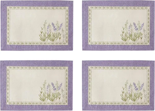 Miniatura 12 de Home Bargains Plus Provence - Juego de 8 servilletas cuadradas, estampado floral de campo de lilas Blanchard, resistentes a las arrugas y a