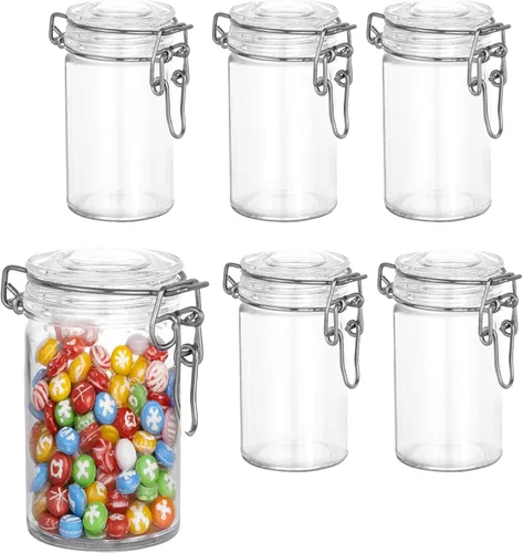 Miniatura 17 de Hammont Cajas de acrílico con forma de tarro de abrazadera, paquete de 6, 1.72 x 2.4 pulgadas, perfectas para bodas, cumpleaños, regalos de fiesta