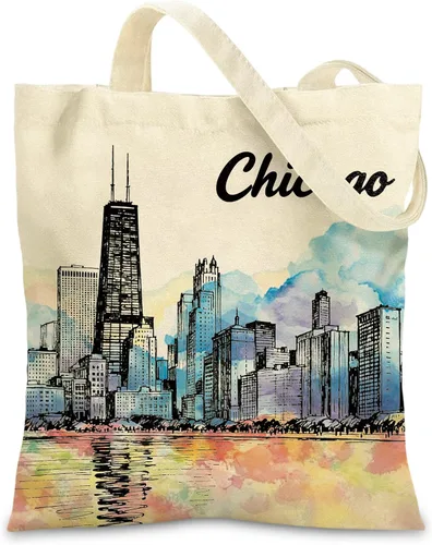 Miniatura 7 de Canvas Tote Bags with Inner Pockets & Metal Snap, Womens Aesthetic Reusable Tote Bag for Vacation Travel Gym Shopping California