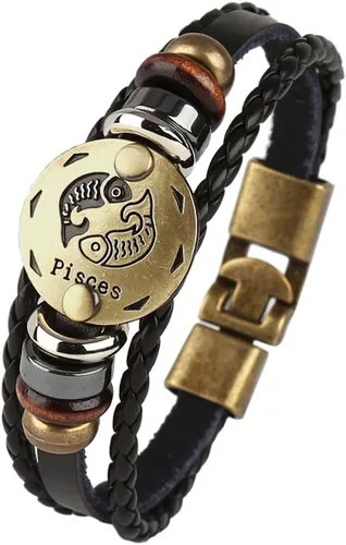 Miniatura 15 de Hamoery Pulsera de cuero de aleación punk para Constellation trenzada pulsera pulsera brazalete