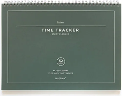 Miniatura 8 de PAPERIAN Believe TIME Tracker - Planificador de estudio sin fecha de tamaño A4, lista de tareas/programador (gris)