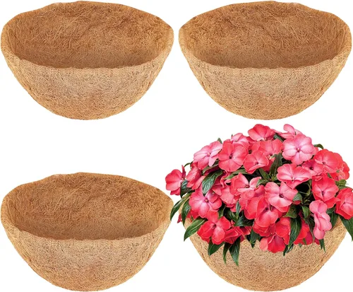 Miniatura 8 de LCHUANG Coco Liners para macetas – Paquete de 2 forros redondos para cestas colgantes de 12 pulgadas, forros de repuesto de fibra de coco 100%
