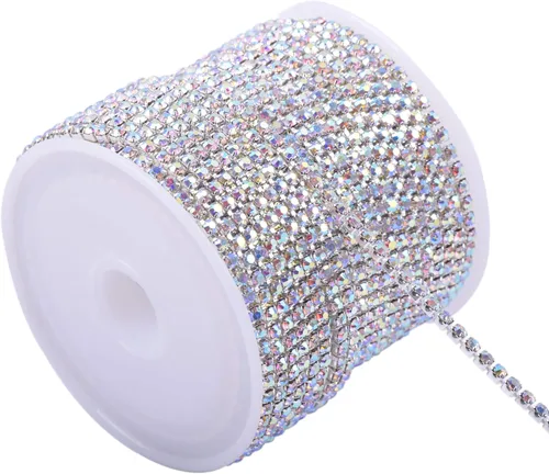 Miniatura 9 de KAOYOO - Cadena de diamantes de imitación de 9 metros (10 yardas) con cristal de 4 mm para costura, manualidades y decoración de bricolaje