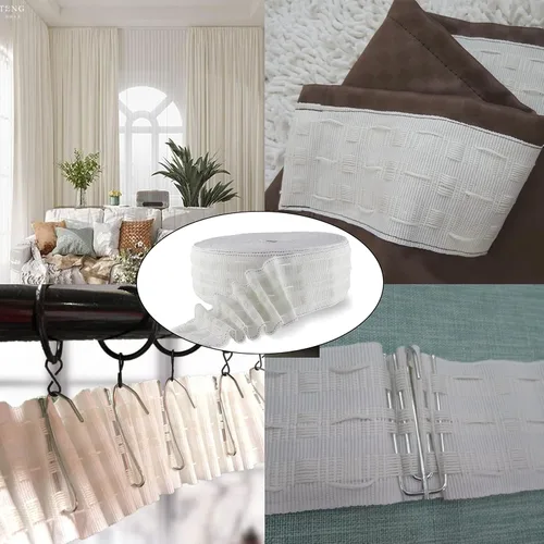 Miniatura 3 de Cinta plisada de cortina de 20 yardas de estilo británico blanco, perfecta para hacer proyectos de decoración del hogar (20 yardas 2.8 pulgadas)