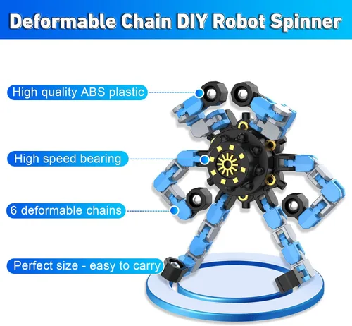 Miniatura 2 de Fidget Spinners transformables, 18 piezas de juguetes sensoriales divertidos para adultos, cadena deformable DIY robot spinner, juguete giroscopio