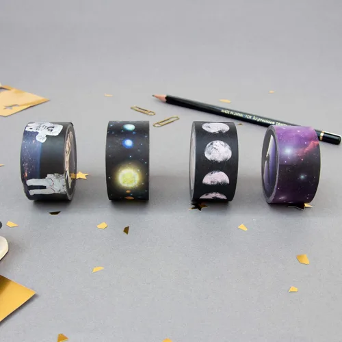Miniatura 3 de Suck UK Cinta Washi Juegos de 4 cintas Washi con temática espacial Cintas de papel anchas Regalos espaciales Suministros estéticos