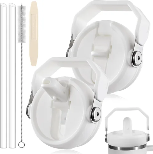 Miniatura 28 de Paquete de 2 Tapas con Popote Abatible a Prueba de Fugas para Reemplazo de Tapa Stanley 30 oz, para Accesorios de Vaso Tumbler Stanley Quencher